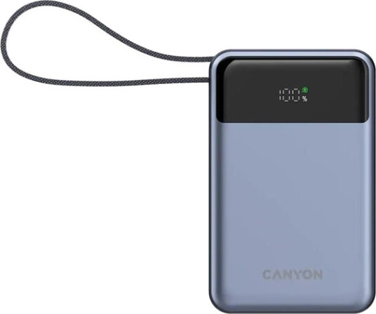 Power Bank Canyon 20000Mah 65W Lcd, Innebygd Kabel, Mørkegrå Power Bank Canyon 20000Mah 65W Lcd, Innebygd Kabel, Mørkegrå
