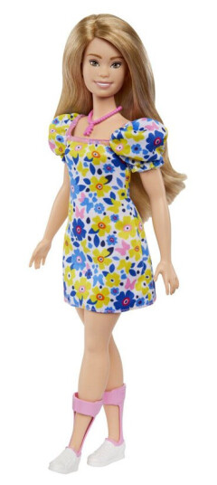 Barbie Fashionistas Dukke Gul Og Blå Blomsterkjole