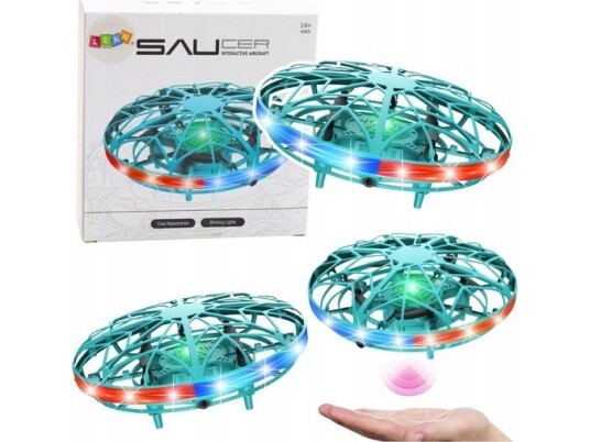 Rc Håndstyrt Ufo Drone Led Lys Turkis