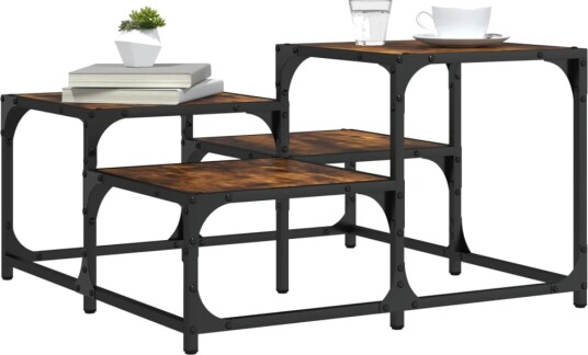 Salongbord røkt eik 68x68x40 cm konstruert tre 8721012195318