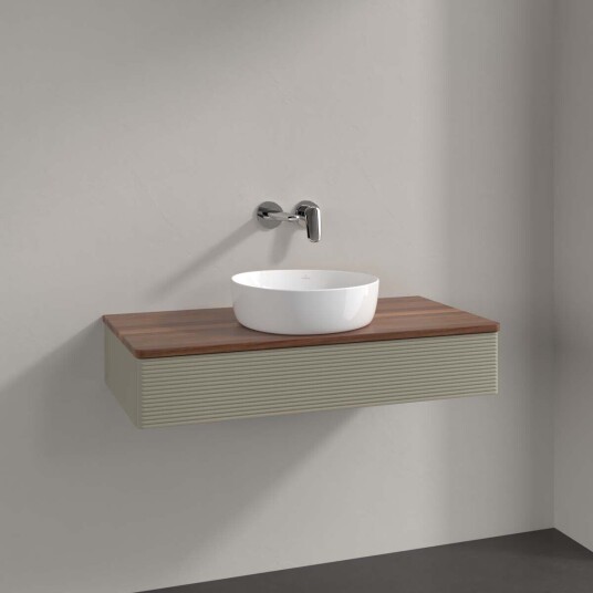 Villeroy & Boch Antao Servantskap med 1 skuff 100x50x19 cm m/lys Steingrå/Valnøtt Villeroy & Boch Antao Servantskap med 1 skuff 100x50x19 cm m/lys Steingrå/Valnøtt