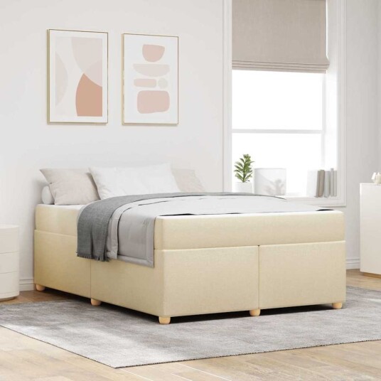 Sengestamme med madrass Krem 140 x 200 cm stoff Sengestamme med madrass Krem 140 x 200 cm stoff