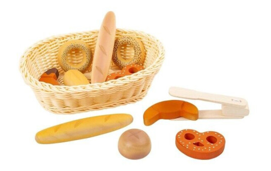 Small Foot - Plastic Bread Basket with Play Food Bread 12dlg.