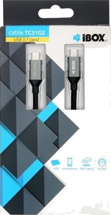 Ibox Usb-Kabel Usb-C Hann Til Usb-C Hann Usb 3.1 Gen 2 5 A 1 M Svart