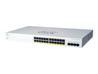 Cisco Business 220 Series Cbs220 24P 4G Switch Smart 24 X 10/100/1000 Poe+ + 4 X Gigabit Sfp Opplink Rackmonterbar Poe+ 195 W Gjenfabrikert