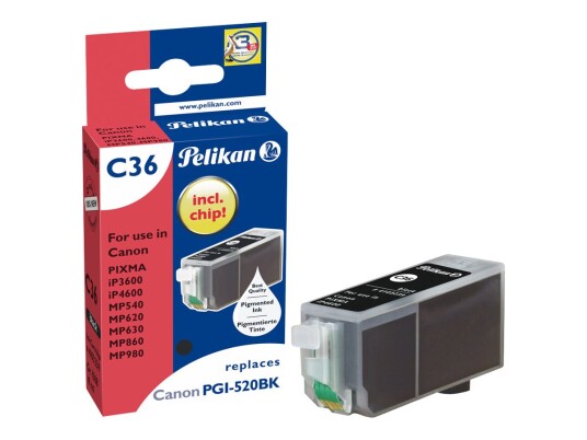 Pelikan C36 - Svart - Kompatibel - Blekkpatron (Alternativ For: Canon Pgi-520Bk) - For Canon Pixma Ip4700 Mp540 Mp550 Mp560 Mp620 Mp630 Mp640 Mp980 Mp990 Mx860 Mx870 Pelikan C36 - Svart - Kompatibel - Blekkpatron (Alternativ For: Canon Pgi-520Bk) - For Canon Pixma Ip4700 Mp540 Mp550 Mp560 Mp620 Mp630 Mp640 Mp980 Mp990 Mx860 Mx870