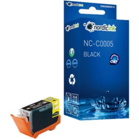 Nordicink Svart pigment Blekkpatron PGI-5BK inkl chip, 800 sider D0628B001C