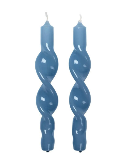 Broste Copenhagen Twist Taper Candle - Blue - H23CM Broste Copenhagen Twist Taper Candle - Blue - H23CM