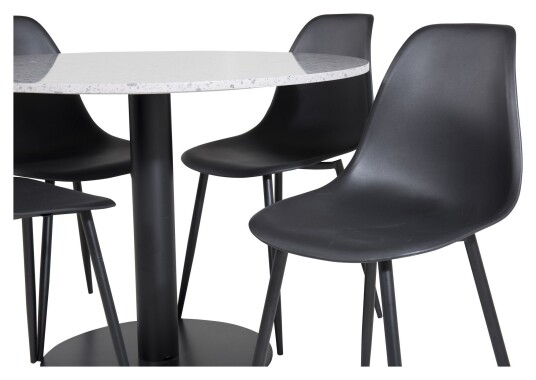 Venture Design Razzia Spisebord Ø106, m. 4 Polar-stoler, Sort Plastikk Unoliving