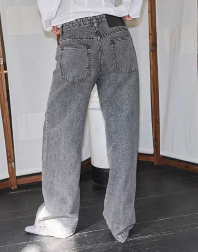 One Teaspoon   Svart   Jackson Mid Waist Wide Leg Denim Jeans