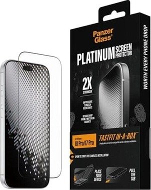 PanzerGlass Platinum Screen Protector Apple iPhone 18 Pro | 17 Pro w. FASTFIT IN-A-BOX