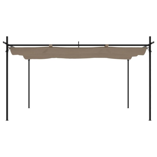  Pergola med uttrekkbar tak gråbrun 395x292x230 cm