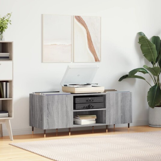 Hifi benk grå sonoma 121x38x48 cm konstruert tre Hifi benk grå sonoma 121x38x48 cm konstruert tre