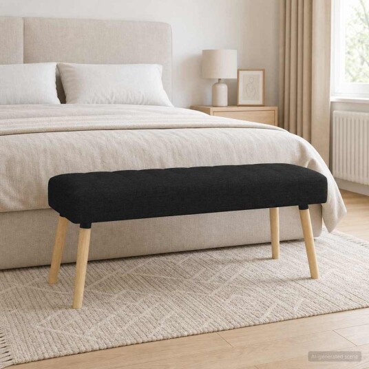 vidaXL Kanal-Quiltet Benk Svart 110 x 40 x 46 cm Stoff