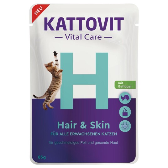 Kattovit Vital Care Hair & Skin Pouches Med Fjærkre 12 X 85 G