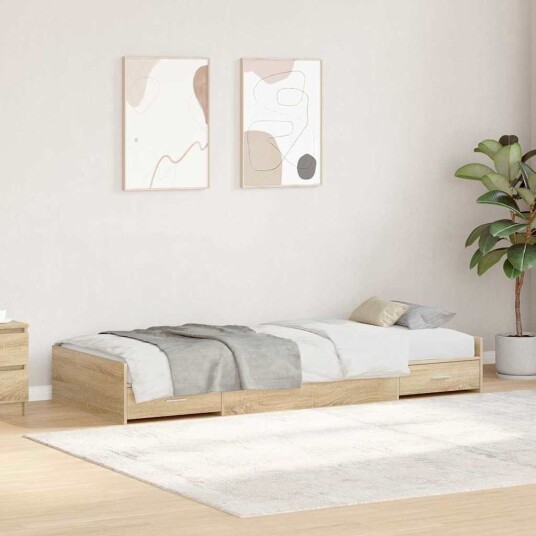 Sengestamme med skuff Sonoma eik 80 x 200 cm Konstruert tre Sengestamme med skuff Sonoma eik 80 x 200 cm Konstruert tre