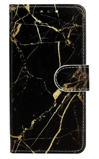 EIDERWOOD iPhone 13 Mini Kunstskinn Deksel m. Lommebok og Trykk - Svart / Gull