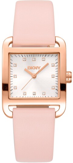 DKNY Dameklokke DK1L004L0035 City Midi Sølvfarget/Lær 35x27 mm