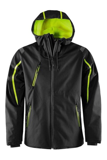 Fristads GORE TEX skalljakke 4864 GXP Svart / Hi Vis Gul 3XL