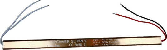 60W / 24V DC strømforsyning   2.5A IP67 Slim modell flicker free