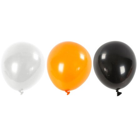 Diverse Ballonger runde dia 23 26 cm svart orange hvit 10 stk 1 pk