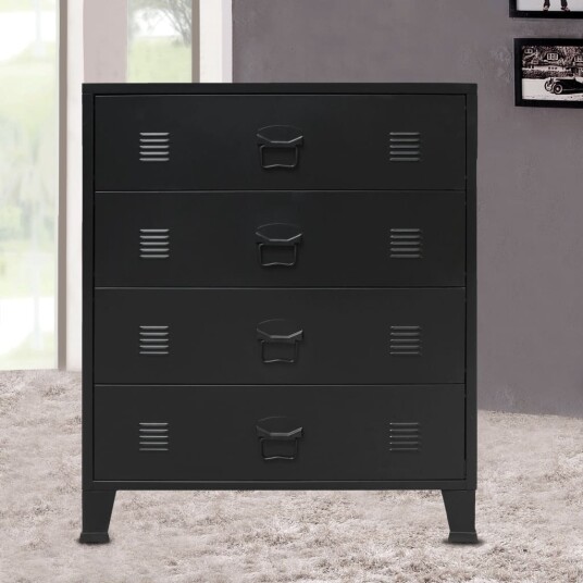 vidaXL Kommode metall industriell stil 78x40x93 cm svart vidaXL Kommode metall industriell stil 78x40x93 cm svart