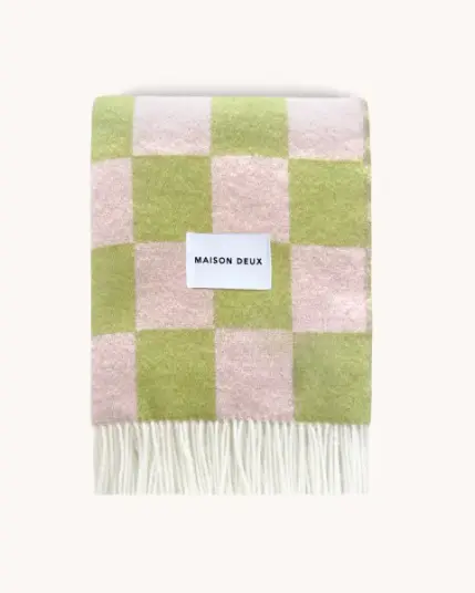 Maison Deux Checkerboard Pledd Grønn/Rosa