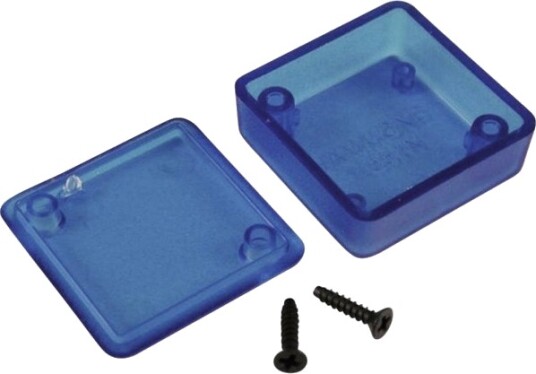 Hammond Electronics 1551PTBU 40 × 40 × 20 mm ABS Blå Transparent Kabinett