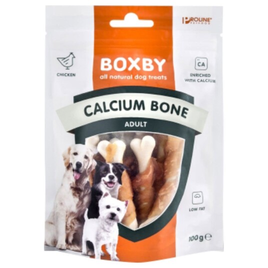 Boxby Kalsiumbein til hund 100 g - Lavt fettinnhold, beriket med kylling Boxby Kalsiumbein til hund 100 g - Lavt fettinnhold, beriket med kylling