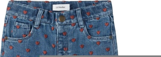 Lil" Atelier Jeans Loose NmfLiva Dark Blue Denim/Hearts Lil Atelier 5 år (110) Jeans Blå Bordeaux Brun