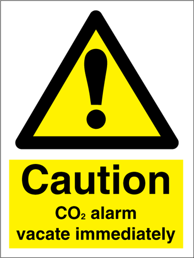 Jo Safety CO2 alarm vacate immediately Rigid plast R NM 200 x 150 mm IMO 107017RNM
