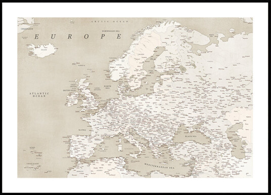 Vintage looking detailed map of Europe Plakat Plakat / 40x50cm