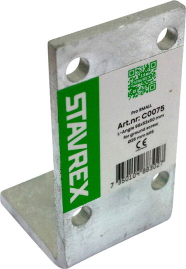 Stavrex L-Vinkel 98x53x50 mm for 25 mm Jordskruer Stavrex L-Vinkel 98x53x50 mm for 25 mm Jordskruer