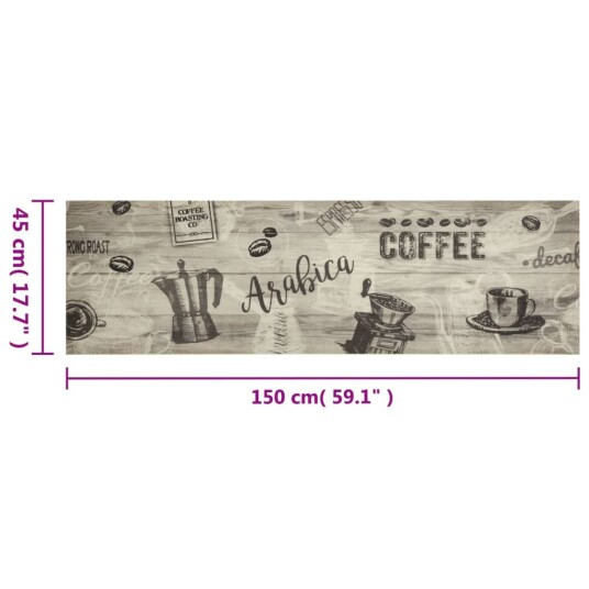  Kjøkkenteppe vaskbar Coffee grått 45x150 cm fløyel 8721012918573