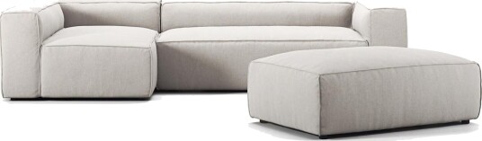 Decotique Grand 4 Seters Sofa Divan Åpen Ende med Fotskammel Venstre Moonwhite