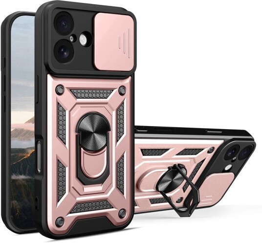 EIDERWOOD iPhone 17 Hybrid Håndverker Deksel m. Kickstand & Cam Slider Rosegull