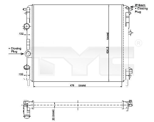 Radiator TYC 728 0010 Radiator TYC 728 0010