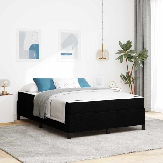 Boksfjær Seng Svart 160 x 200 cm Stoff konstruert tre
