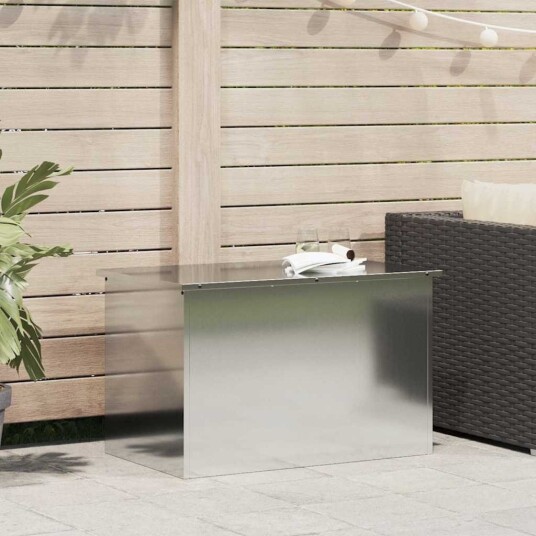 vidaXL Hageoppbevaringsputeeske Stål 80 x 50,5 x 50 cm 175 L sølv