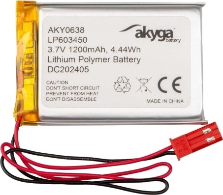 Akyga Aky0638 Batteri Sølv Lithium-Ion Li-Ion 1200 Mah 3,7 V 34 Mm AKY0638