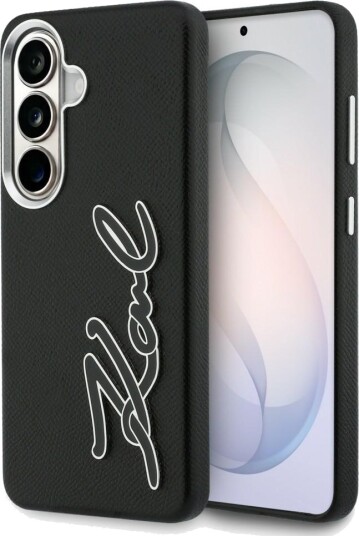 Karl Lagerfeld Mobildeksel for Samsung Galaxy S26 med Grained Signature Metallresin - Svart