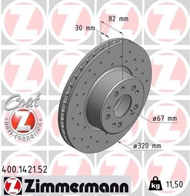 ZIMMERMANN 400.1421.52 Bremseskive ZIMMERMANN 400.1421.52 Bremseskive