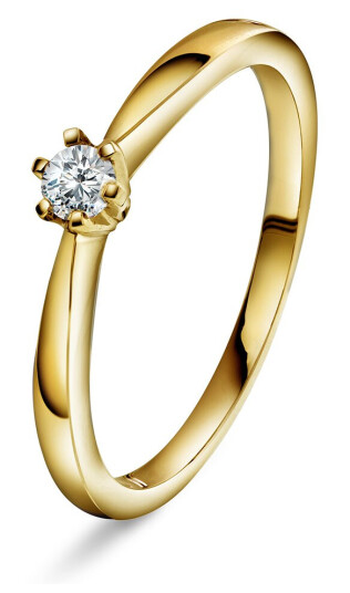 Olivia, Ring i 585 gult gull med diamant 0,10 ct, størrelse 50