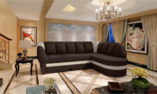 Seksjon Eltap Benano 250x85x180 cm Sawana 16 Soft 33 Brun Beige Høyre