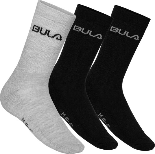 Bula 3pk Box Wool Socks Black 35-38