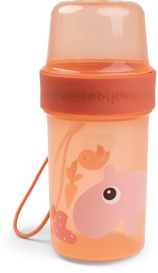 Done By Deer To Go 2-Way Snack Container Birde, Papaya