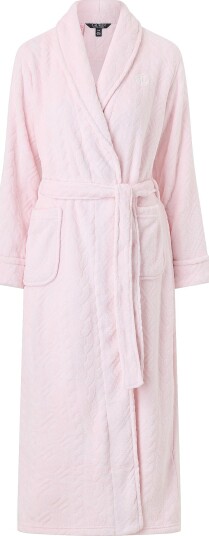 Lauren Ralph Lauren Morgenkåpe LRL L/s shawl collar long robe Rosa