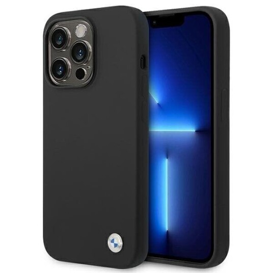 BMW Mobildeksel i Silikon med Metallogo til iPhone 14 Pro Max - Svart