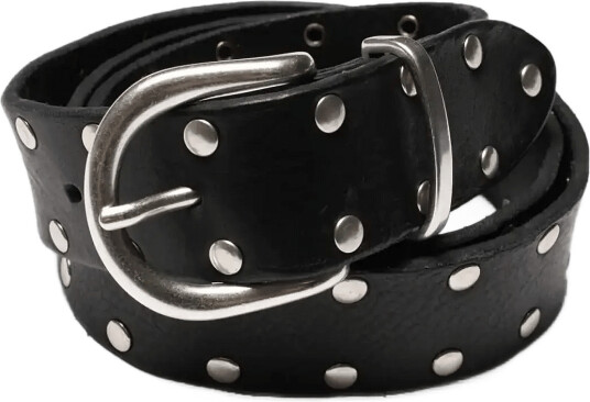 Nudie Jeans Silver Studded Leather Belt Black   Black   75 CM