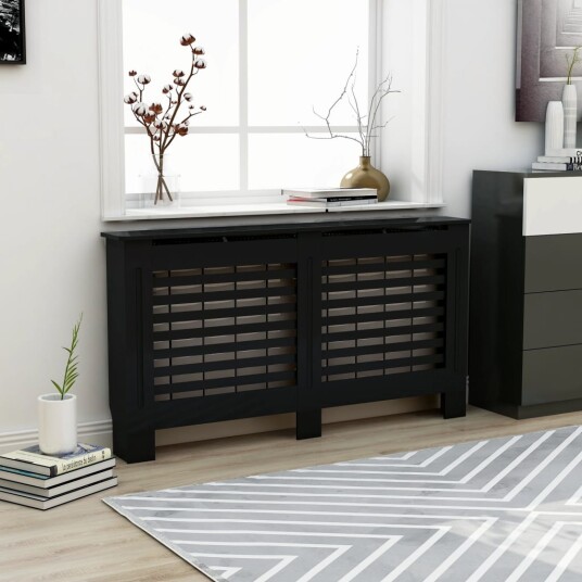 Radiatordeksel svart 152x19x81,5 cm MDF Radiatordeksel svart 152x19x81,5 cm MDF